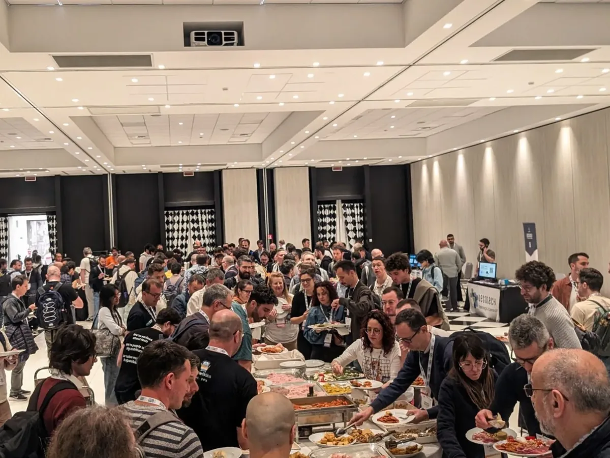 The lunch queue, where half of the conversations happen