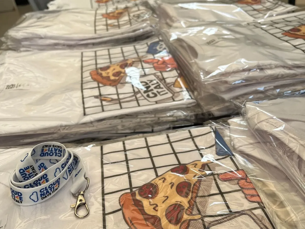 Shirts and lanyards ready for the attendees